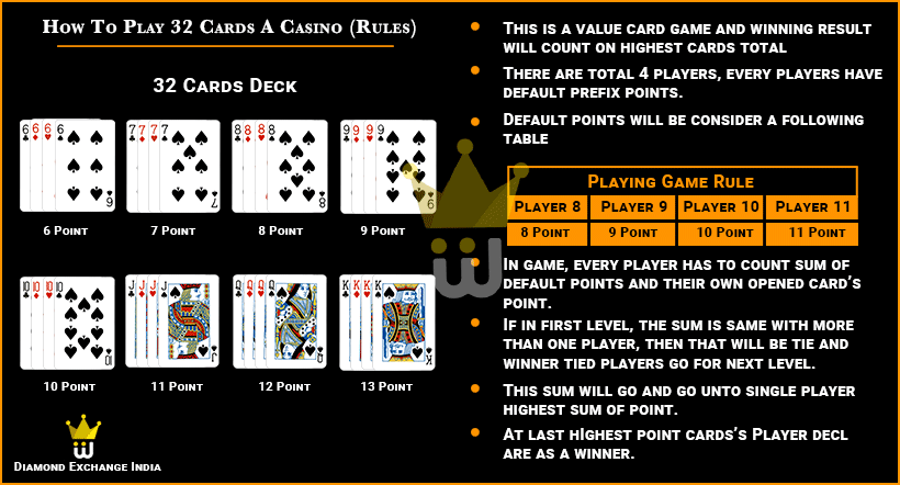 32 cards a casino online live betting and how to play rules