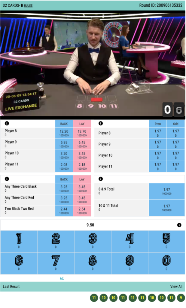 32 cards casino live betting